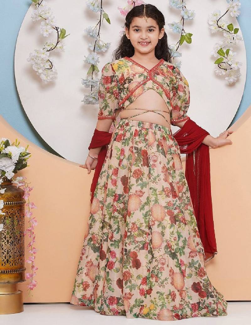 Girls printed ready to wear lehenga & blouse with dupatta