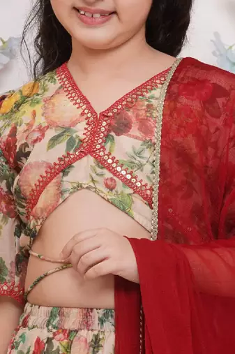 Girls printed ready to wear lehenga & blouse with dupatta