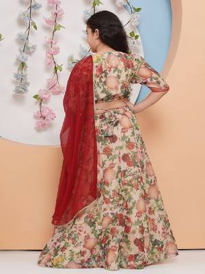 Girls printed ready to wear lehenga & blouse with dupatta 4