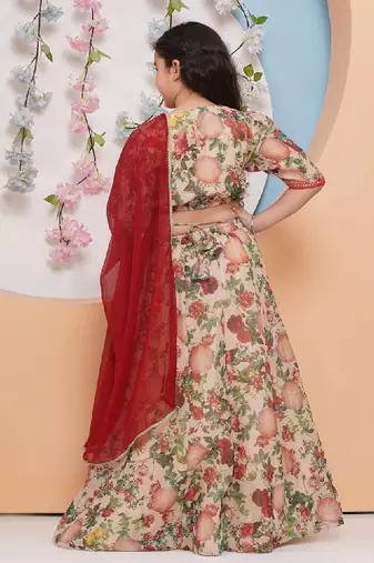 Girls printed ready to wear lehenga & blouse with dupatta