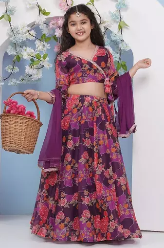 Girls printed ready to wear lehenga & blouse with dupatta