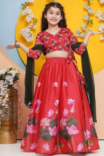 Girls printed ready to wear lehenga & blouse with dupatta