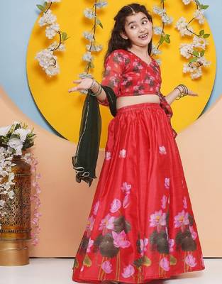 Girls printed ready to wear lehenga & blouse with dupatta 4