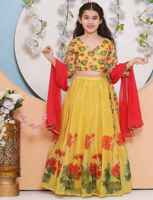 Girls printed ready to wear lehenga & blouse with dupatta 1
