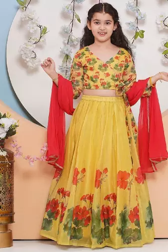 Girls printed ready to wear lehenga & blouse with dupatta