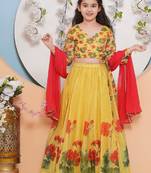 Girls printed ready to wear lehenga & blouse with dupatta