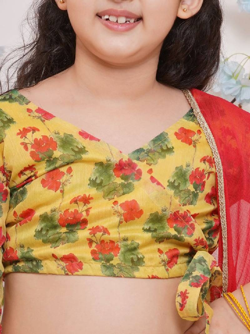 Girls printed ready to wear lehenga & blouse with dupatta