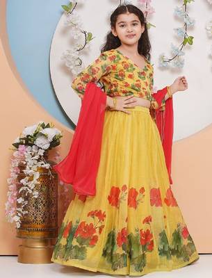 Girls printed ready to wear lehenga & blouse with dupatta 4