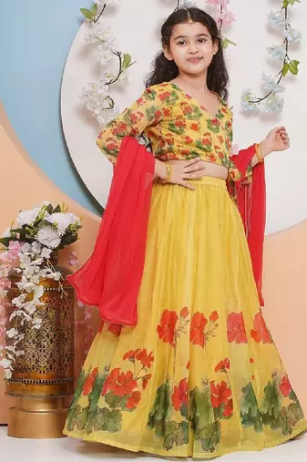 Girls printed ready to wear lehenga & blouse with dupatta