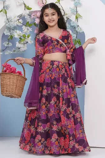 Girls printed ready to wear lehenga & blouse with dupatta
