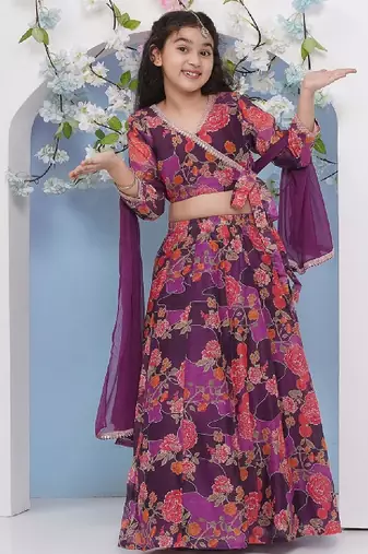 Girls printed ready to wear lehenga & blouse with dupatta