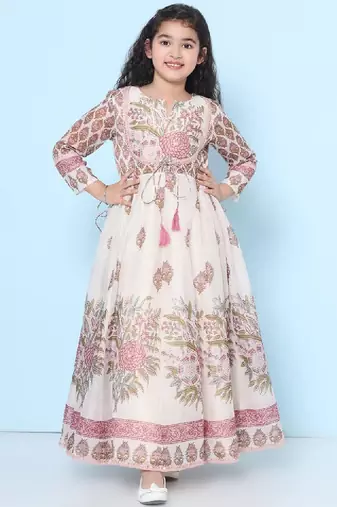 Girl floral print fit & flare maxi dress