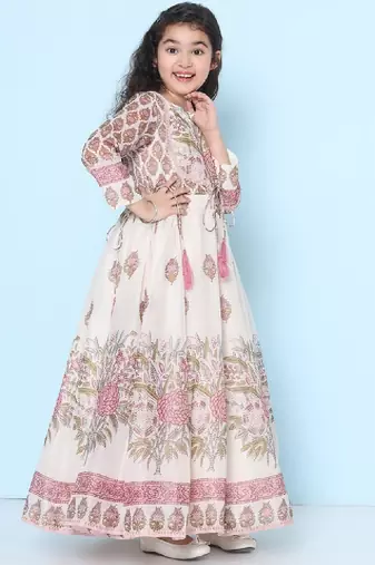 Girl floral print fit & flare maxi dress