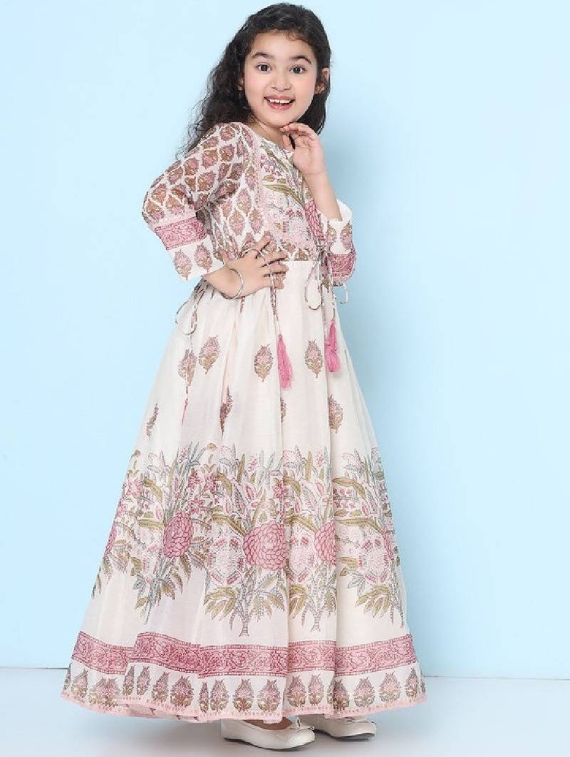 Girl floral print fit & flare maxi dress