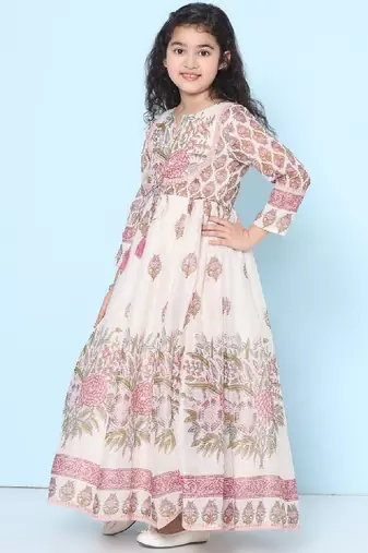 Girl floral print fit & flare maxi dress