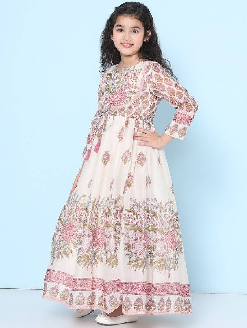 Girl floral print fit & flare maxi dress