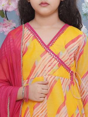 Girls printed angrakha gotta patti kurta with sharara & with dupatta 2