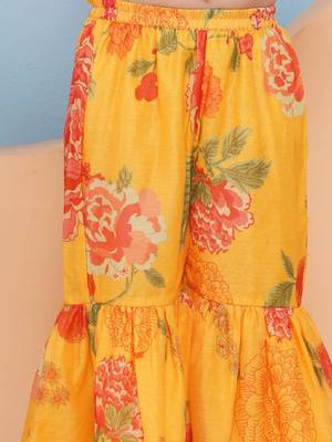 Girls floral printed empire gotta patti kurta with sharara & with dupatta 3