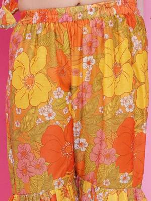 Girls floral printed empire gotta patti kurta with sharara & with dupatta 3