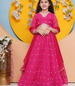 Girls floral embroidered ready to wear lehenga & blouse with dupatta