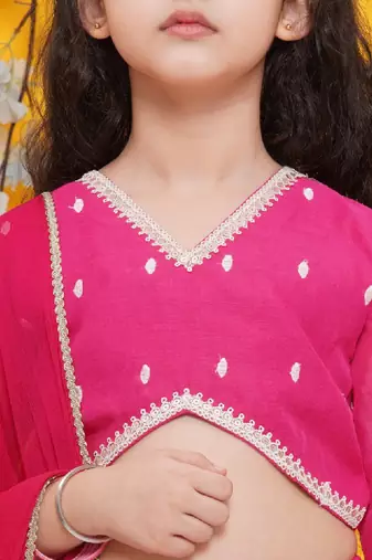 Girls floral embroidered ready to wear lehenga & blouse with dupatta
