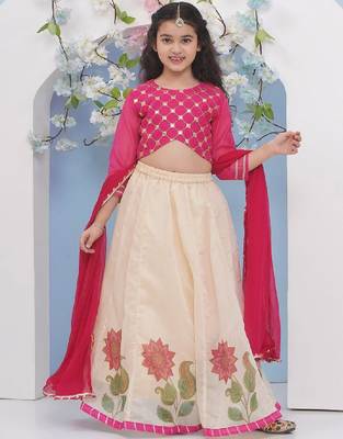 Girls embroidered mirror work ready to wear lehenga & blouse with dupatta 1