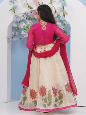 Girls embroidered mirror work ready to wear lehenga & blouse with dupatta 4