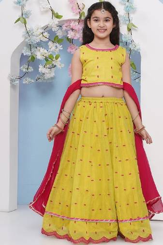 Girls floral embroidered ready to wear lehenga & blouse with dupatta