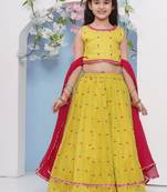Girls floral embroidered ready to wear lehenga & blouse with dupatta