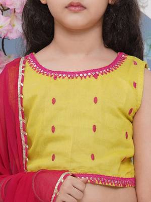 Girls floral embroidered ready to wear lehenga & blouse with dupatta 2