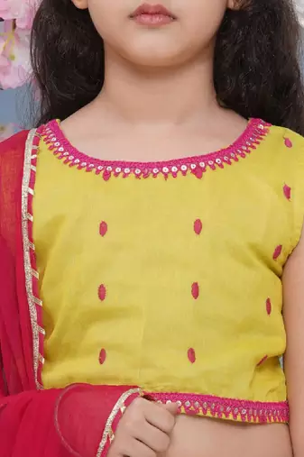 Girls floral embroidered ready to wear lehenga & blouse with dupatta