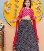 Girls embroidered mirror work ready to wear lehenga & blouse with dupatta