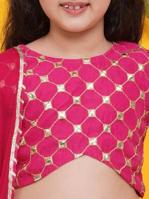 Girls embroidered mirror work ready to wear lehenga & blouse with dupatta 2