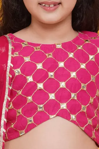 Girls embroidered mirror work ready to wear lehenga & blouse with dupatta