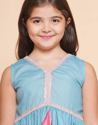 Girls floral printed empire gotta patti kurta with sharara 2