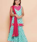 Girls ethnic motifs printed empire gotta patti kurti with sharara & with dupatta