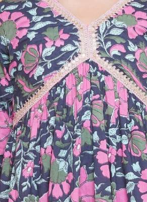 Girls floral printed empire gotta patti pure cotton kurta with palazzos 2