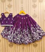 Girls purple embroidered ready to wear lehenga & choli