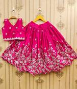 Girls pink embroidered ready to wear lehenga & choli