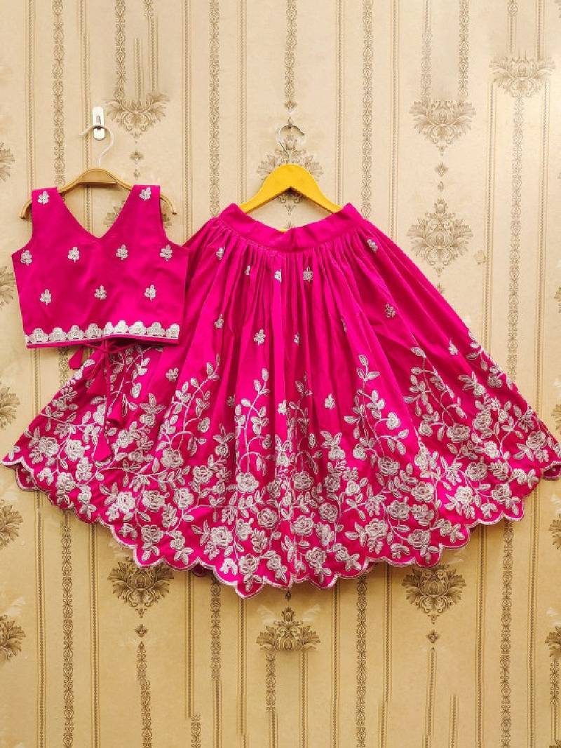 Girls pink embroidered ready to wear lehenga & choli