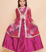 Girls floral printed sequinned ready to wear lehenga & blouse with shrug