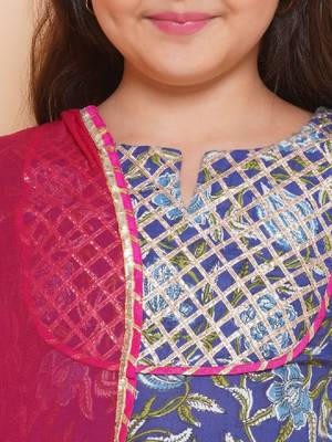 Girls floral printed cotton ready to wear lehenga & blouse with dupatta 3