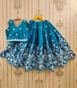 Girls embroidered beads and stones silk ready to wear lehenga & blouse