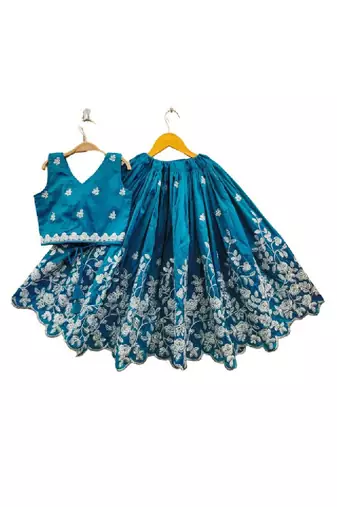 Girls embroidered beads and stones silk ready to wear lehenga & blouse