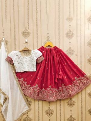 Gajraj embroidered silk lehenga choli with dupatta 1