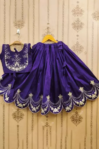Tie and dye krishna dyed silk lehenga choli