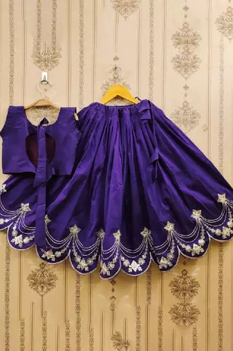 Tie and dye krishna dyed silk lehenga choli