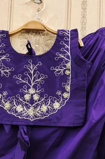 Tie and dye krishna dyed silk lehenga choli