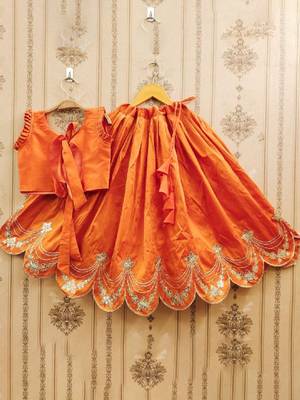Tie and dye krishna embroidered silk lehenga choli 2