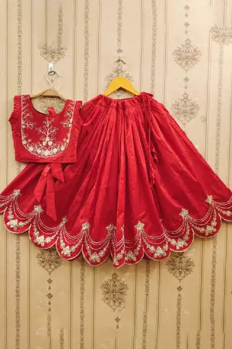 Tie and dye krishna dyed silk lehenga choli